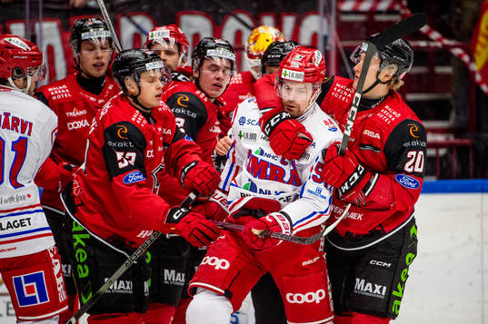Malmö Redhawks Albert Sjöberg och Thomas Berg Paulsen i