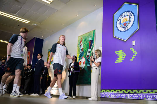 Erling Braut Haaland of Manchester City arrives to the