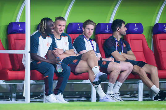 Jeremy Doku, Erling Braut Haaland and Kevin de Bruyne of