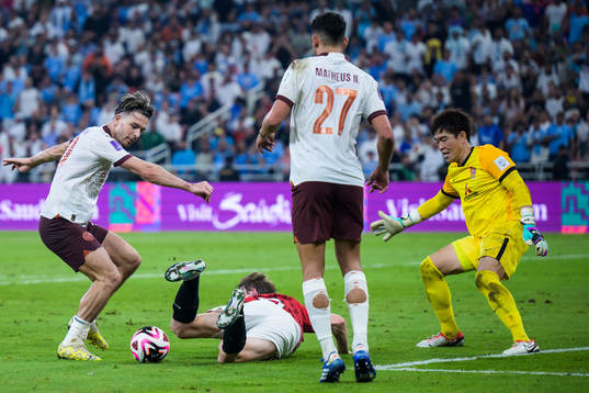 Jack Grealish of Manchester City and Goalkeeper Shusaku