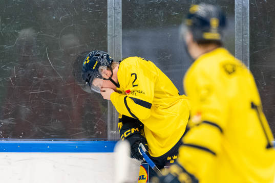 Elias Pettersson of Sweden in pain