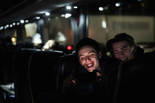 Anton Johansson and Isac Born of Sweden watch the Swedish