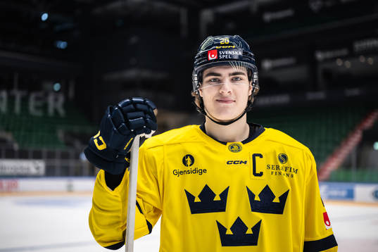 Liam Öhgren of Sweden of the Swedish under-20 national ice