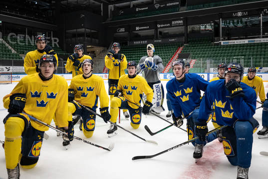 Players of the Swedish under-20 national ice hockey team