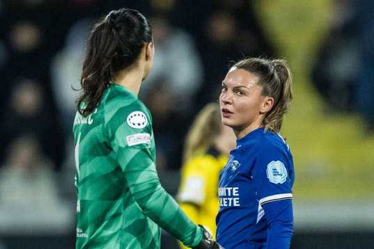 Zecira Musovic and Johanna Rytting Kaneryd of Chelsea