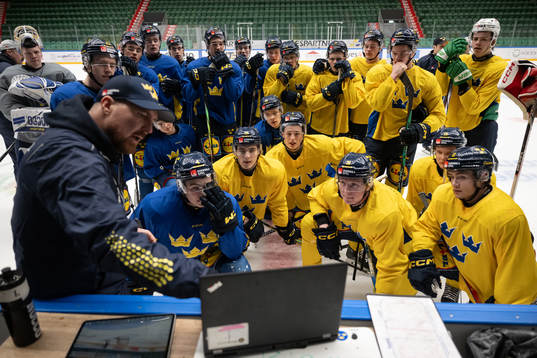 Players of the Swedish under-20 national ice hockey team