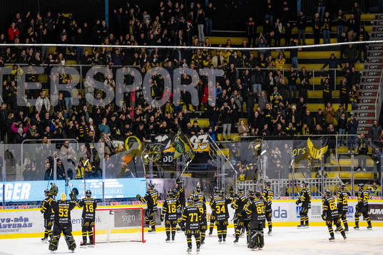 Västerås spelare och suppportar jublar