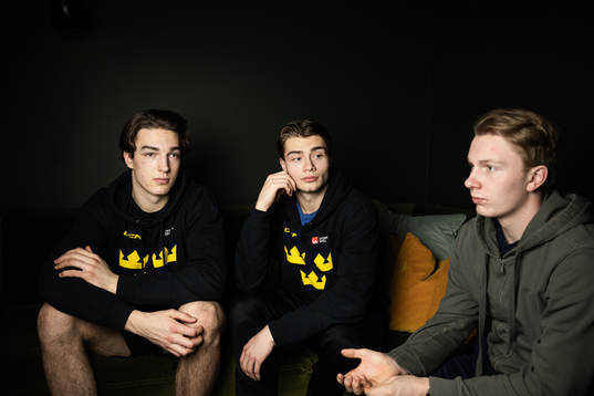 of the Swedish under-20 national ice hockey team poses for