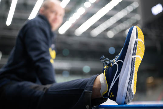 The shoes of equipment manager Jonas Landström  of the
