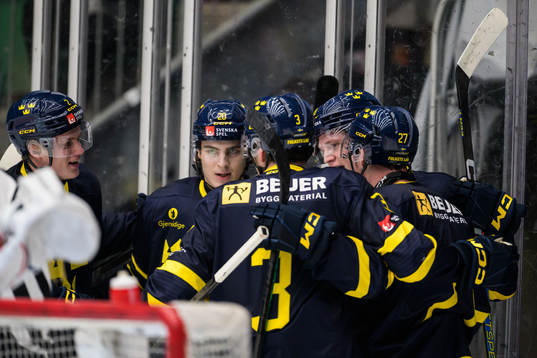 Liam Öhgren and Filip Bystedt of Sweden celebrate the 2-0