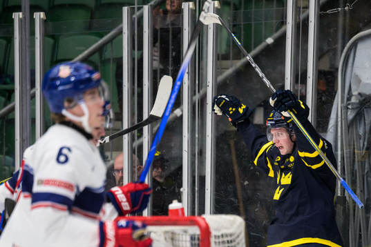 Filip Bystedt of Sweden celebrates the 2-0 goal