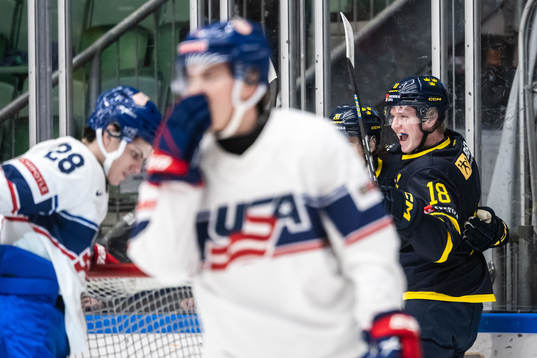 Filip Bystedt of Sweden celebrates the 2-0 goal