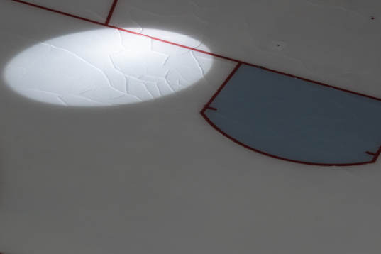Cracks in the ice of the main rink at Scandinavium arena