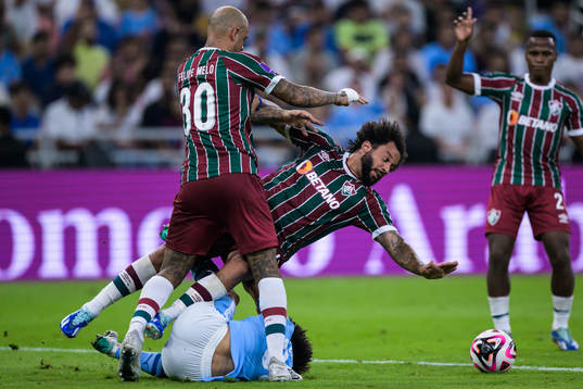 Felipe Melo and Marcelo of Fluminense and Rico Lewis of
