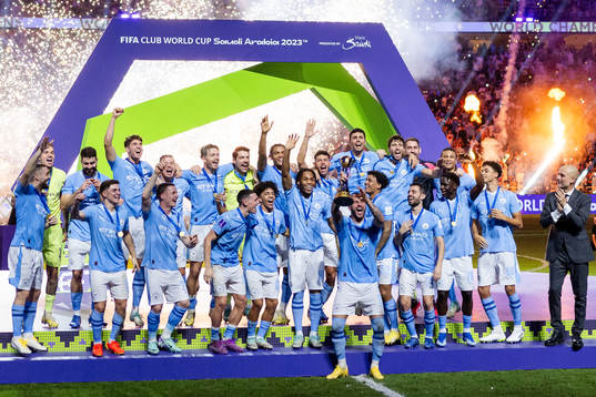 Players of Manchester City celebrate