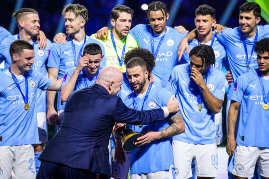 Gianni Infantino, President of FIFA and Kyle Walker of