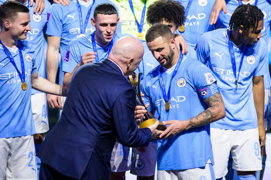 Gianni Infantino, President of FIFA and Kyle Walker of