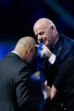 Gianni Infantino, President of FIFA and Head coach Pep