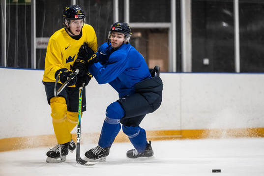 Jonathan Lekkerimäki and Isac Born of Sweden at a practice
