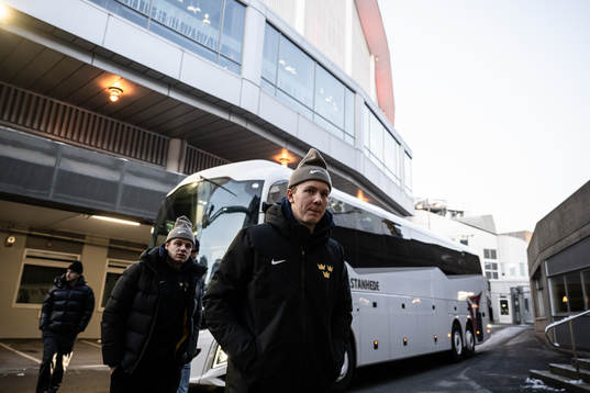 Otto Stenberg of Sweden arrive at a practice session