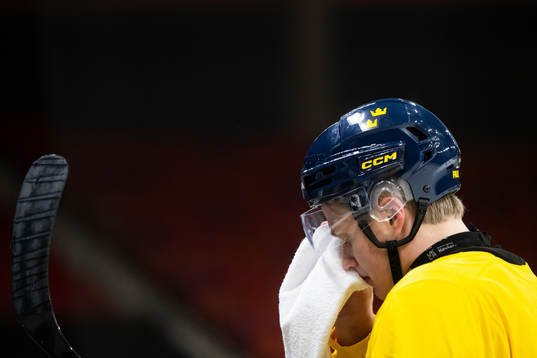 Elias Pettersson of Sweden at a practice session