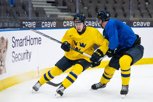 Jonathan Lekkerimäki and Oskar Pettersson of Sweden at a