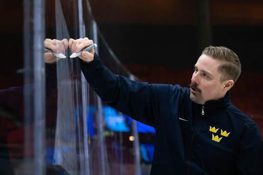 Assistant coach Pierre Johnsson of Sweden at a practice