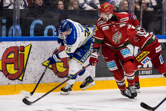 Leksands Patrik Noren och MoDos Sam Vigneault