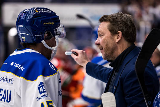 Leksands Max Veronneau och tränare Charles Berglund