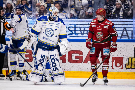 Leksands målvakt Mantas Armalis och MoDos Theodor