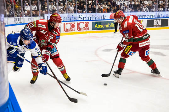Leksands Patrik Noren och MoDos Mikael Ruohomaa och MoDos