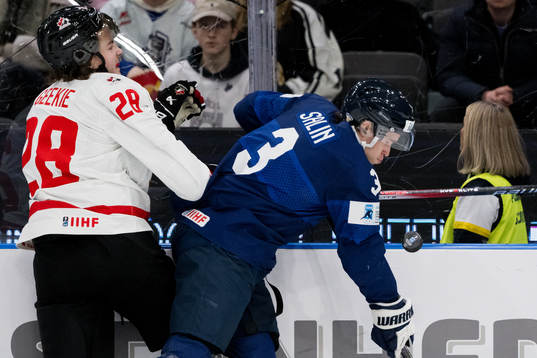 Conor Geekie of Canada and Otto Salin of Finland