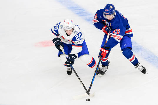 Casper Haugen of Norway and Lane Hutson of USA