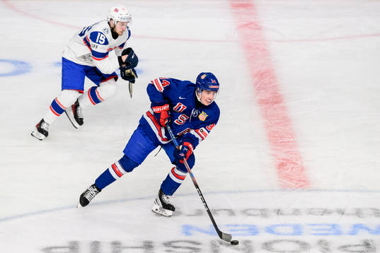 Patrik Dalen of Norway and Gabe Perreault of USA