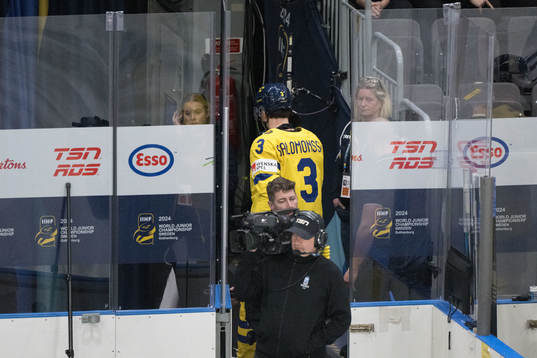Elias Salomonsson of Sweden leaves the pitch