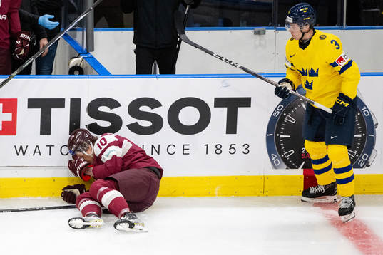 Emils Veckaktins of Latvia in pain