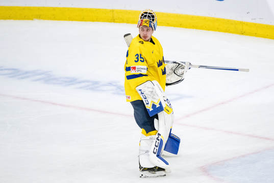 Goaltender Hugo Hävelid of Sweden