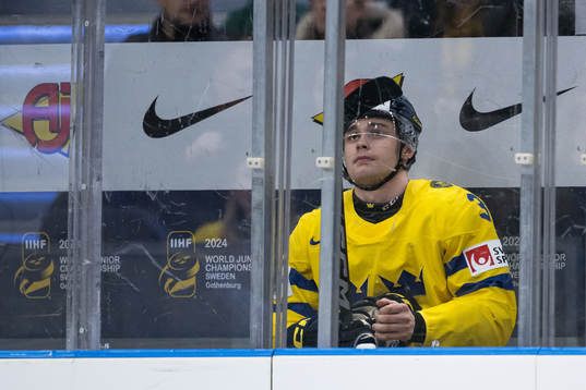 Elias Salomonsson of Sweden looks dejected in the penalty