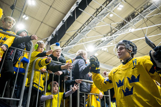 Axel Sandin Pellikka of Sweden aheaf of the 2024 IIHF World