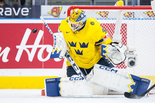 Goaltender Hugo Hävelid of Sweden