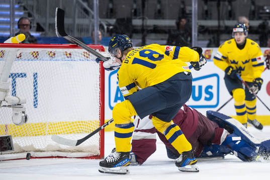 Filip Bystedt of Sweden scores the 4-0 goal