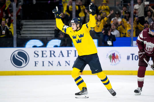 Felix Unger Sörum of Sweden celebrates the 5-0 goal