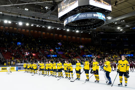 Players of Sweden celebrate