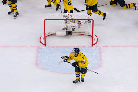 Rasmus Rudslätt of Sweden celebrates