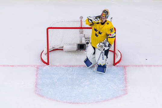 Goaltender Hugo Hävelid of Sweden