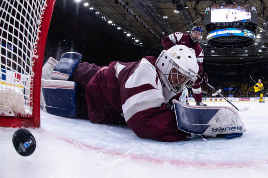Deivs Rolovs of Latvia looks dejectes