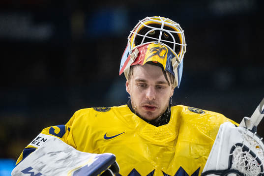 Goaltender Hugo Hävelid of Sweden
