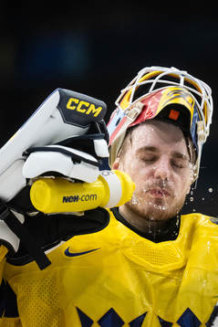 Goaltender Hugo Hävelid of Sweden
