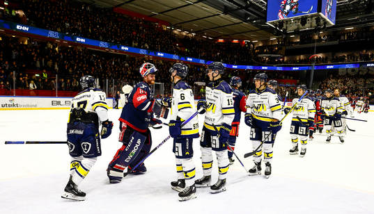HV71s spelare deppar och tackar Linköpings målvakt Marcus