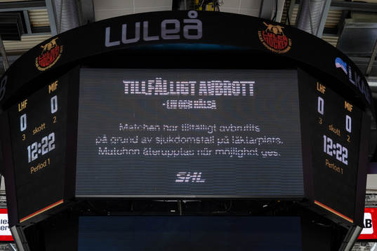 Information om spelavbrott på grund av ett sjukdomsfall